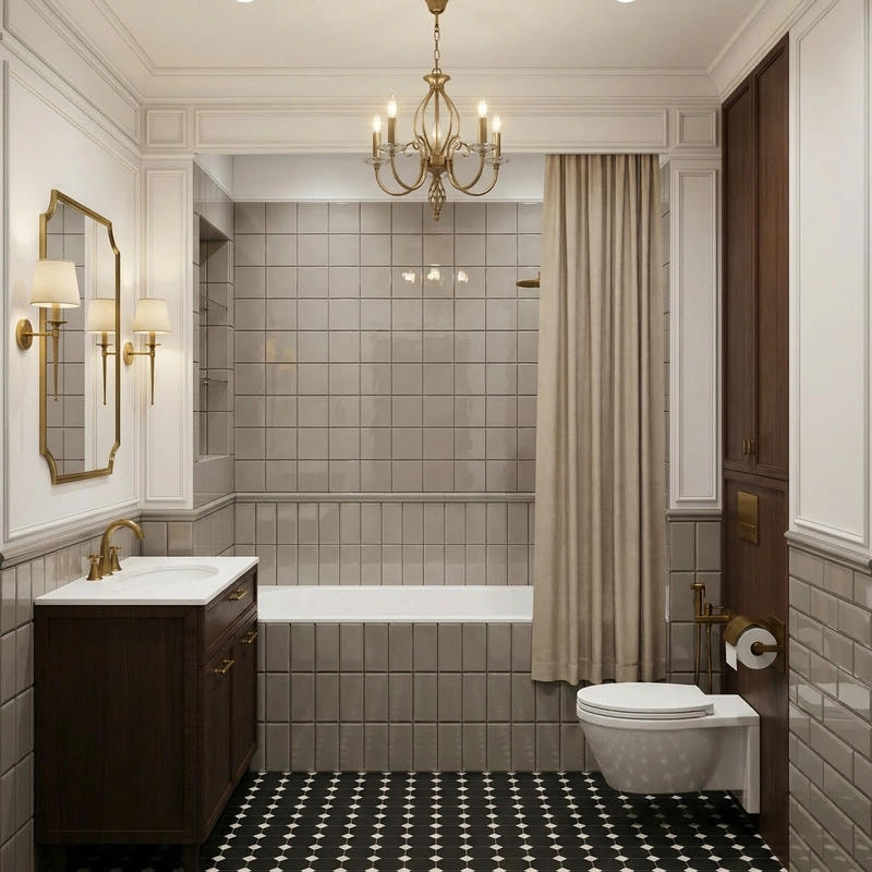 Дизайн интерьера в стиле Классика — Ванная от нейросети RoomGPT
