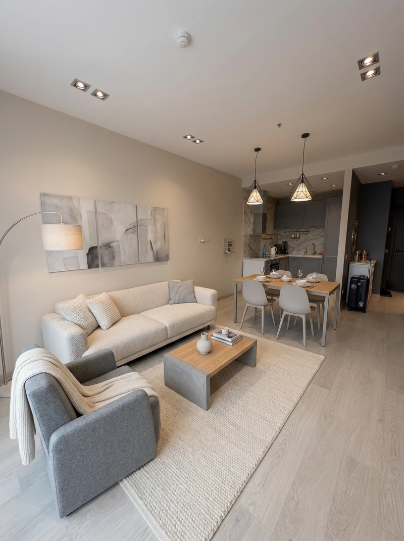 Дизайн интерьера в стиле Минимализм — Гостиная от нейросети RoomGPT