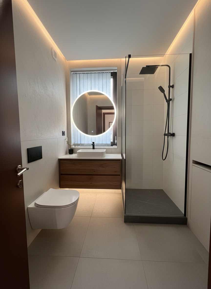 Дизайн ванной в стиле Минимализм — фото интерьера от нейросети RoomGPT