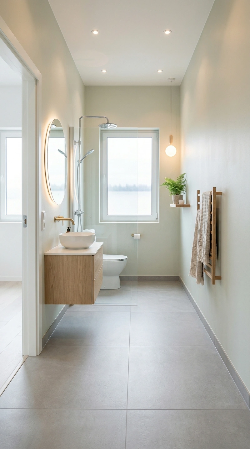 Дизайн ванной в стиле Сканди — фото интерьера от нейросети RoomGPT