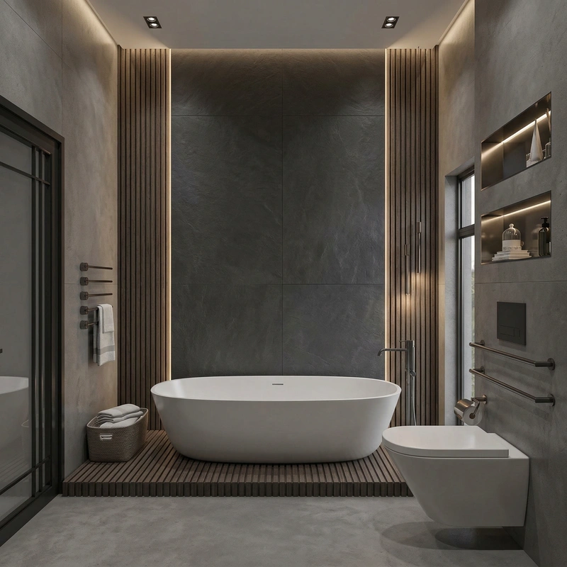 Дизайн интерьера в стиле Минимализм — Ванная от нейросети RoomGPT