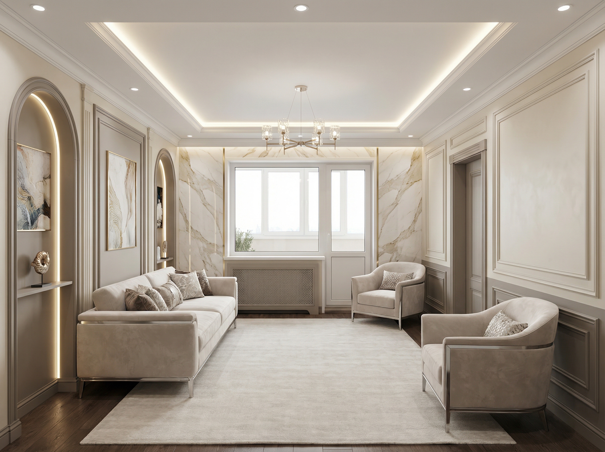 Дизайн гостиной в стиле Классика — фото интерьера от нейросети RoomGPT