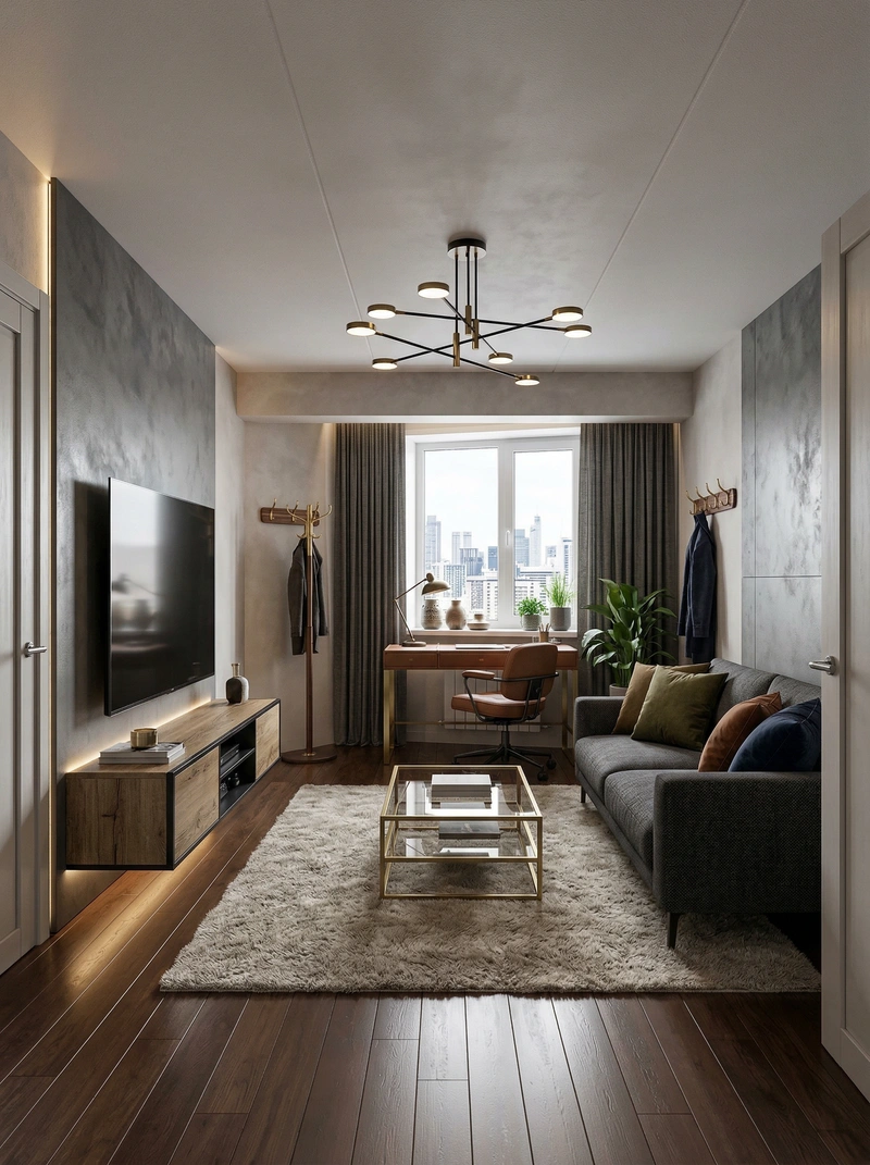 Дизайн интерьера в стиле Лофт — Гостиная от нейросети RoomGPT