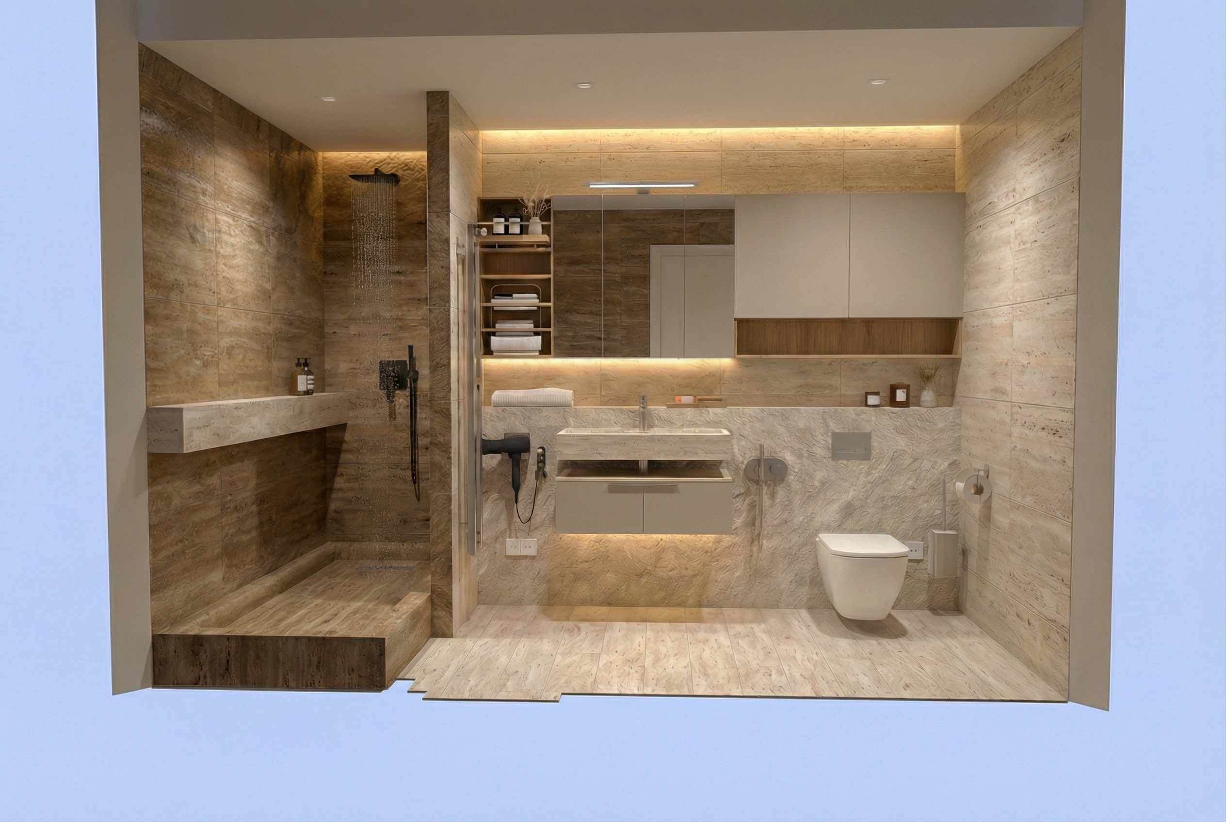 Дизайн ванной в стиле Минимализм — фото интерьера от нейросети RoomGPT