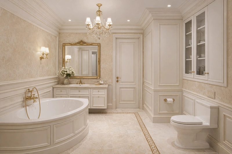 Дизайн интерьера в стиле Классика — Ванная от нейросети RoomGPT