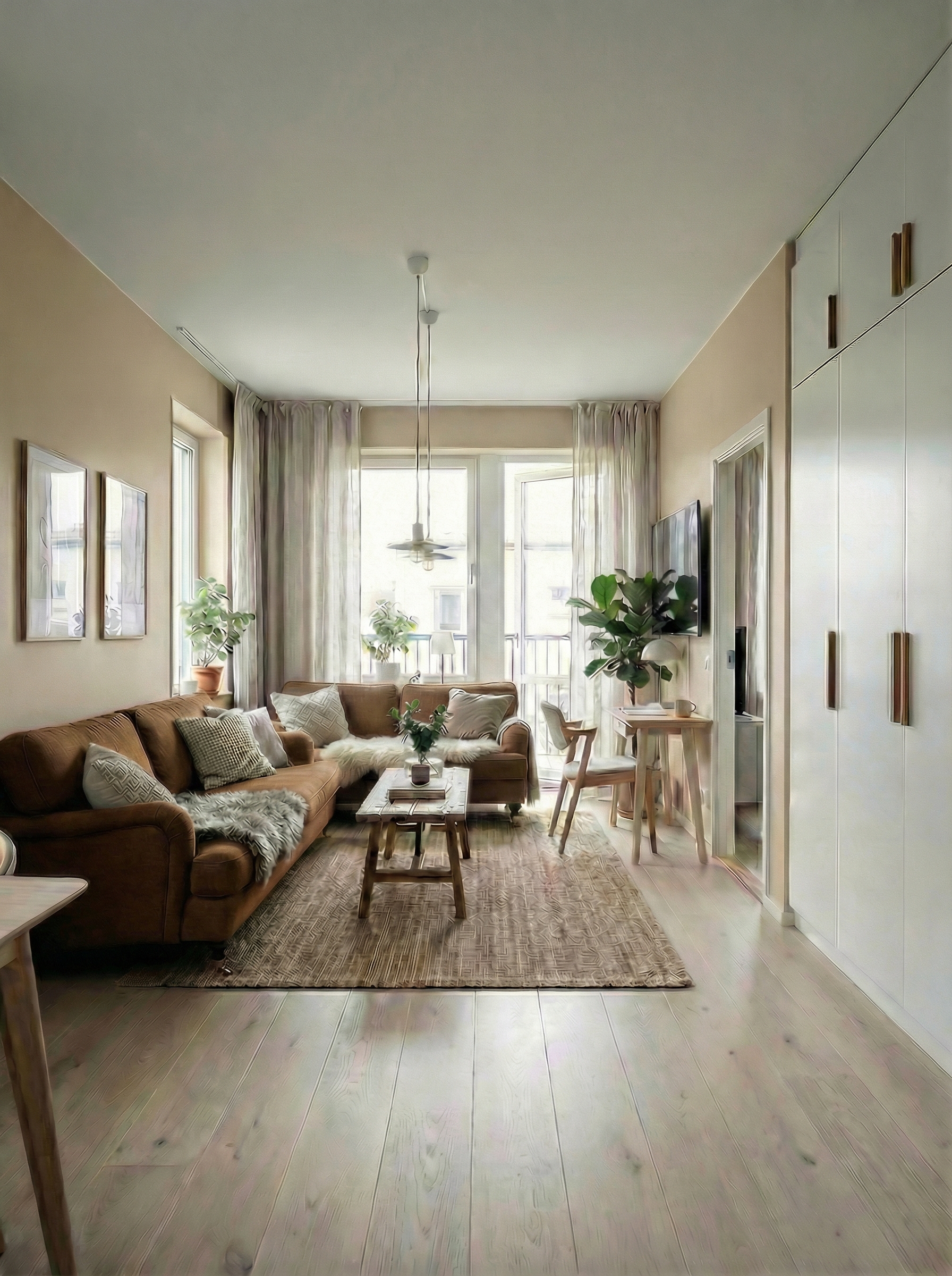 Дизайн гостиной в стиле Сканди — фото интерьера от нейросети RoomGPT