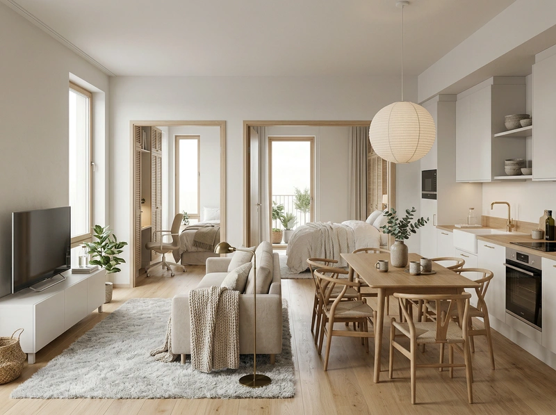 Дизайн интерьера в стиле Хюгге — Гостиная от нейросети RoomGPT