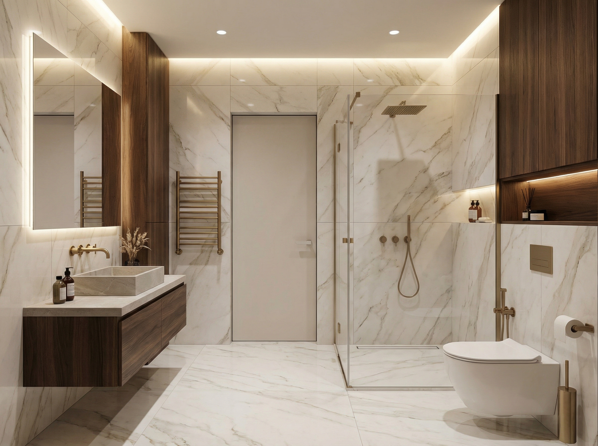 Дизайн ванной в стиле Контемпорари — фото интерьера от нейросети RoomGPT