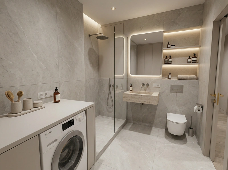 Дизайн ванной в стиле Минимализм — фото интерьера от нейросети RoomGPT