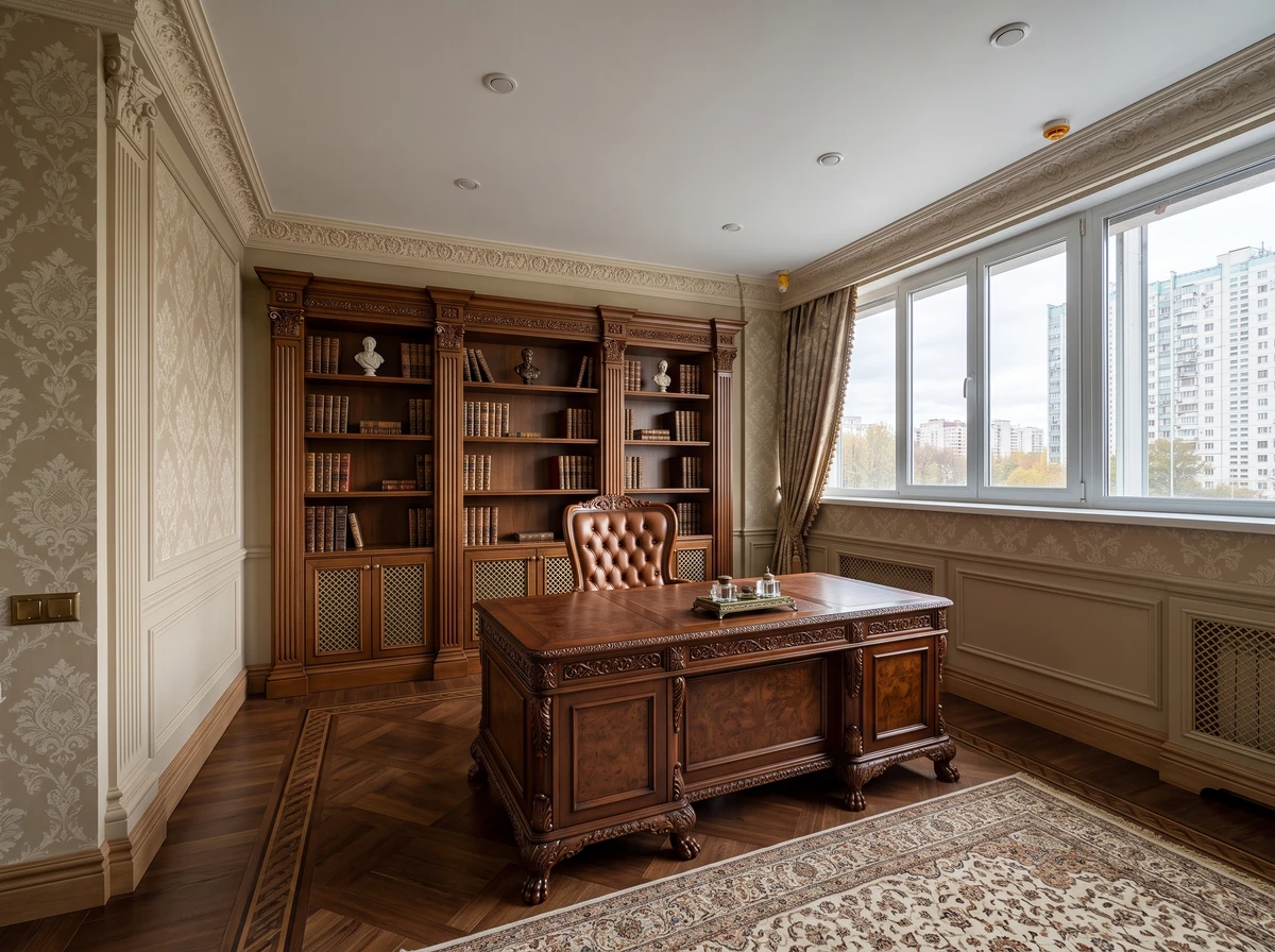 Дизайн кабинета в стиле Классика — фото интерьера от нейросети RoomGPT