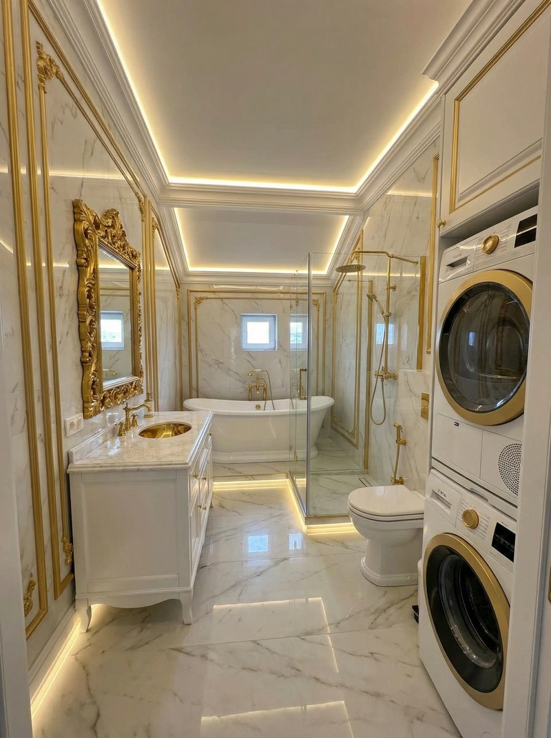 Дизайн ванной в стиле Классика — фото интерьера от нейросети RoomGPT