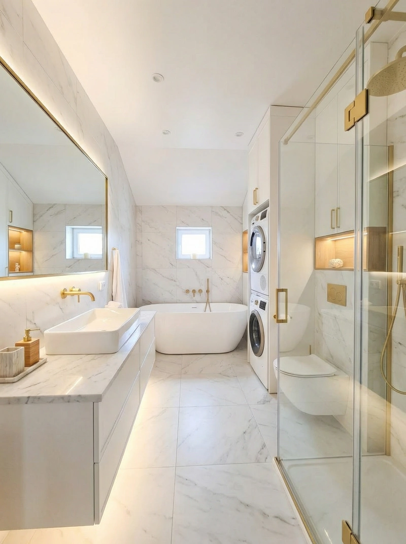 Дизайн интерьера в стиле Сканди — Ванная от нейросети RoomGPT