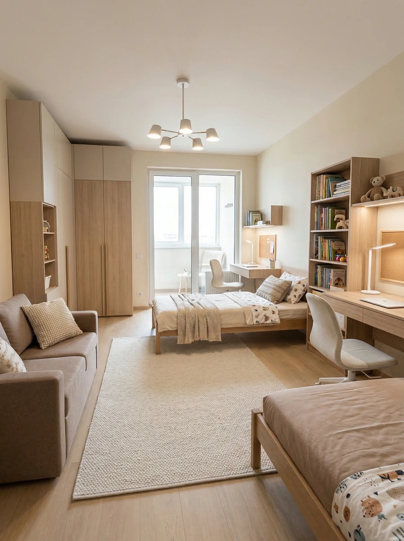 Дизайн детской в стиле Сканди — фото интерьера от нейросети RoomGPT