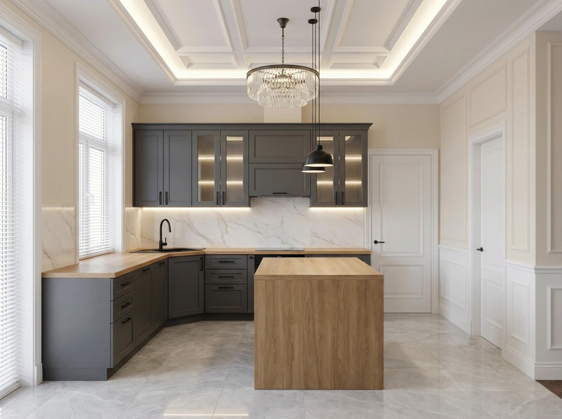 Дизайн интерьера в стиле Классика — Кухня от нейросети RoomGPT