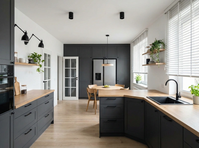 Дизайн интерьера в стиле Сканди — Кухня от нейросети RoomGPT