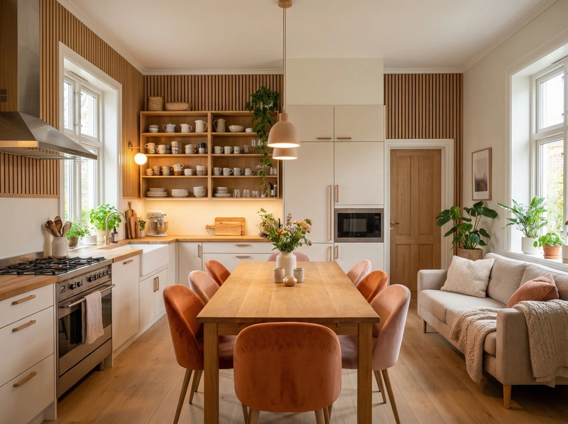 Дизайн интерьера в стиле Хюгге — Кухня от нейросети RoomGPT