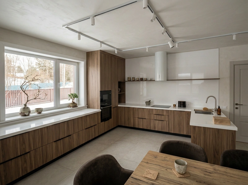 Дизайн кухни в стиле Japandi — фото интерьера от нейросети RoomGPT