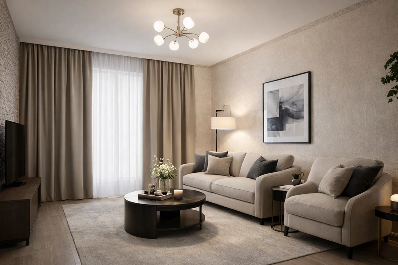 Дизайн гостиной в стиле Контемпорари — фото интерьера от нейросети RoomGPT