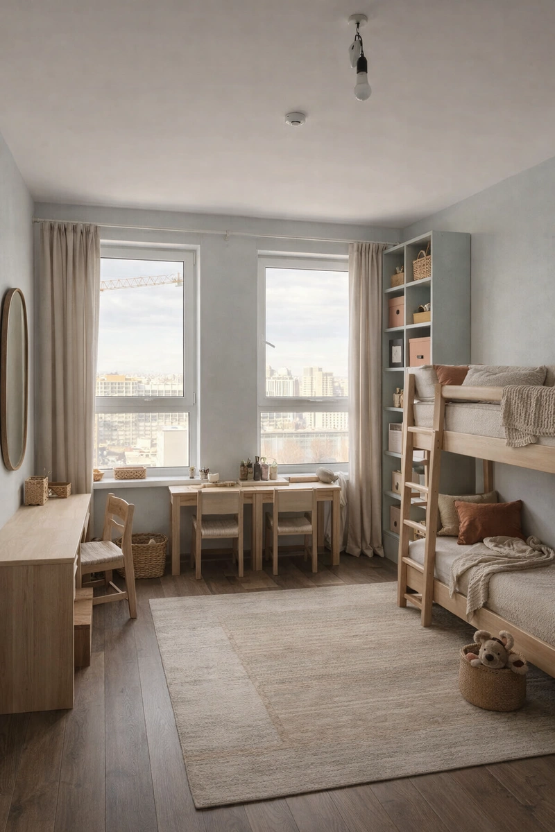 Дизайн детской в стиле Japandi — фото интерьера от нейросети RoomGPT