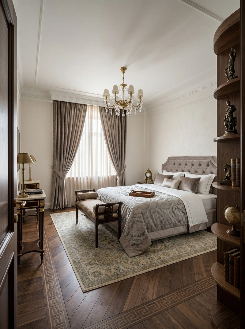 Дизайн спальни в стиле Классика — фото интерьера от нейросети RoomGPT