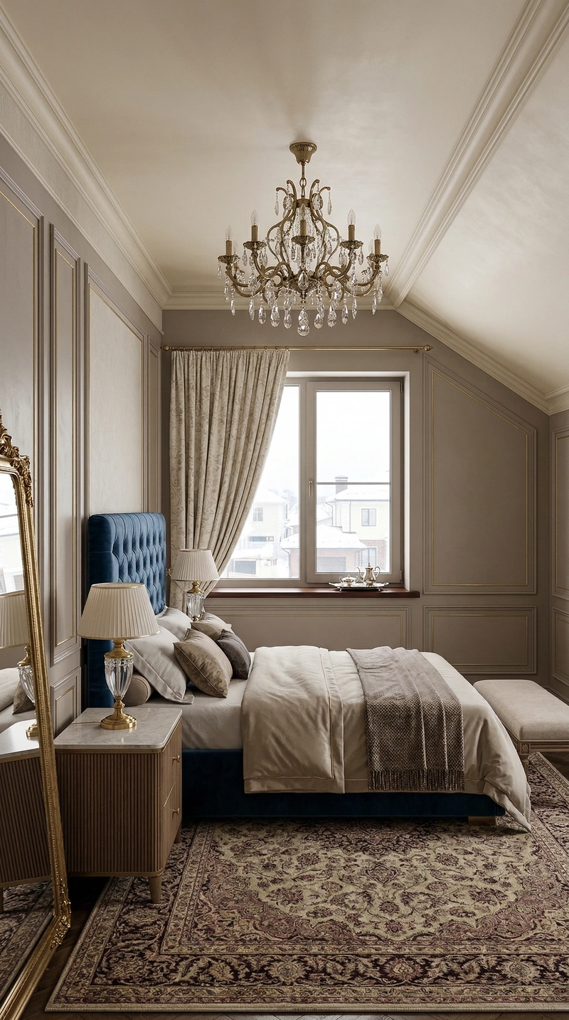 Дизайн спальни в стиле Классика — фото интерьера от нейросети RoomGPT