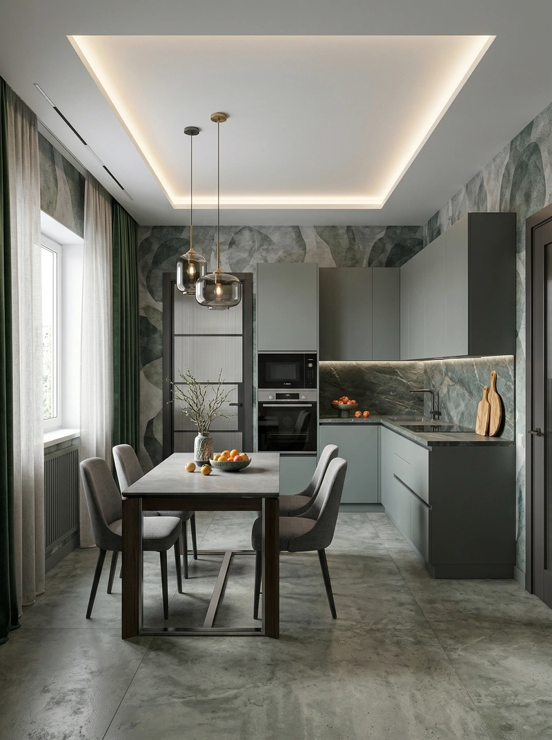 Дизайн кухни в стиле Контемпорари — фото интерьера от нейросети RoomGPT