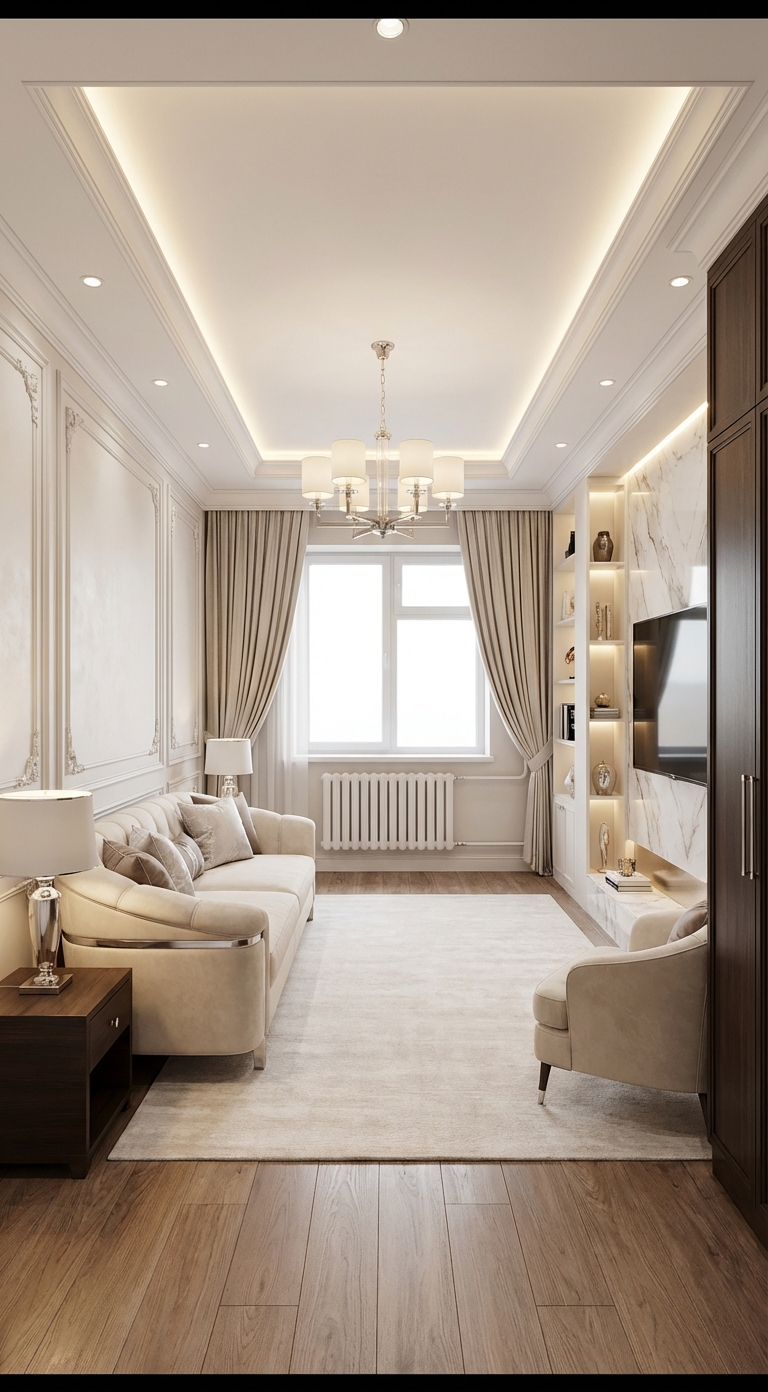 Дизайн гостиной в стиле Классика — фото интерьера от нейросети RoomGPT