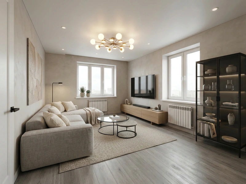 Дизайн интерьера в стиле Минимализм — Гостиная от нейросети RoomGPT