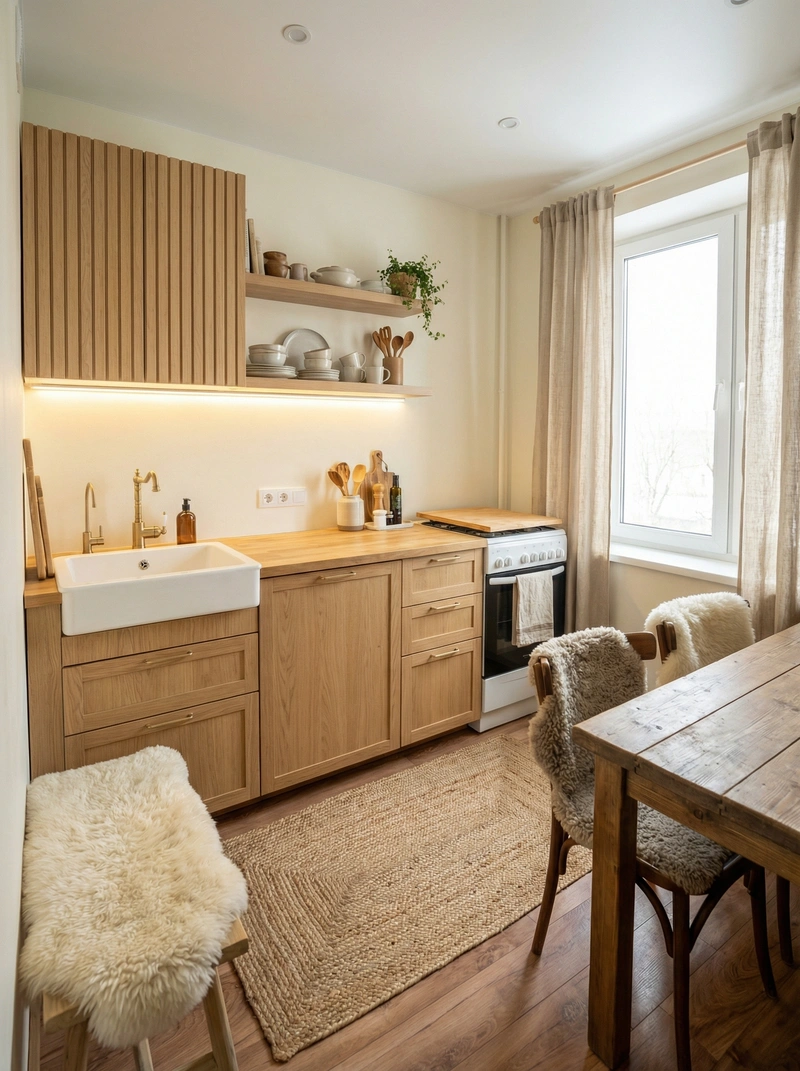 Дизайн интерьера в стиле Хюгге — Кухня от нейросети RoomGPT