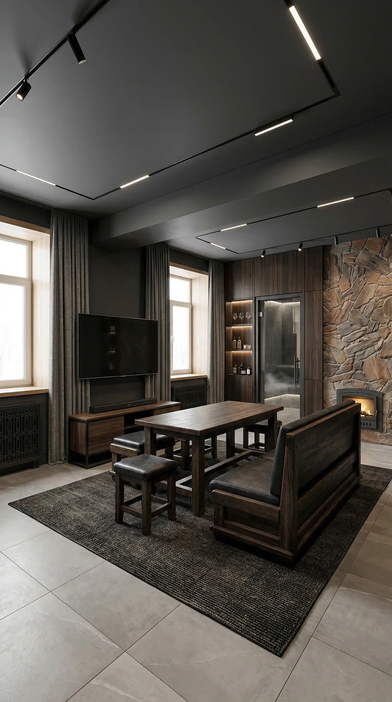 Дизайн гостиной в стиле Лофт — фото интерьера от нейросети RoomGPT