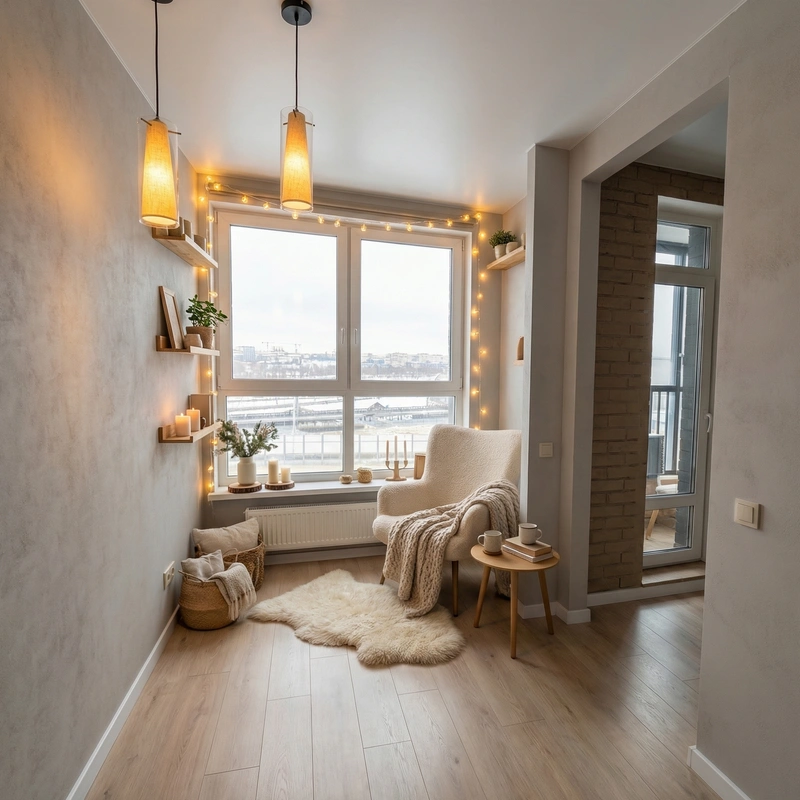 Дизайн интерьера в стиле Хюгге — Гостиная от нейросети RoomGPT