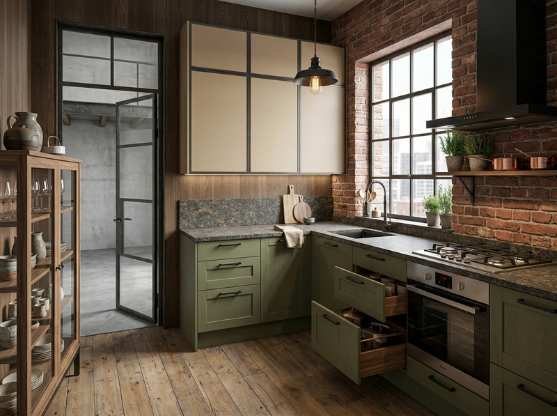 Дизайн кухни в стиле Лофт — фото интерьера от нейросети RoomGPT