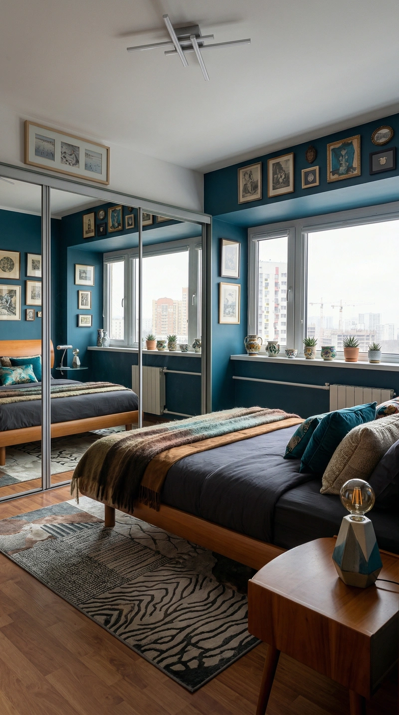 Дизайн спальни в стиле Эклектика — фото интерьера от нейросети RoomGPT