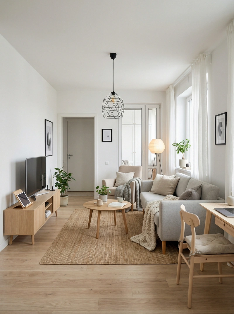 Дизайн интерьера в стиле Хюгге — Гостиная от нейросети RoomGPT