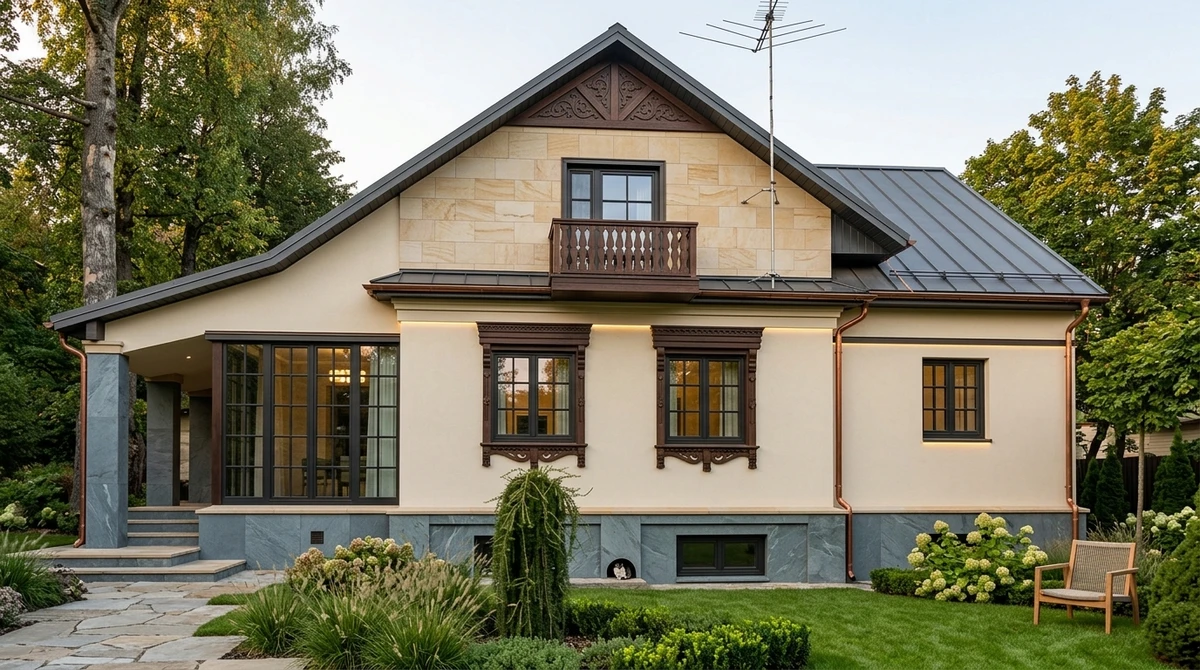 Дизайн фасада в стиле Классика — Фасад от нейросети RoomGPT