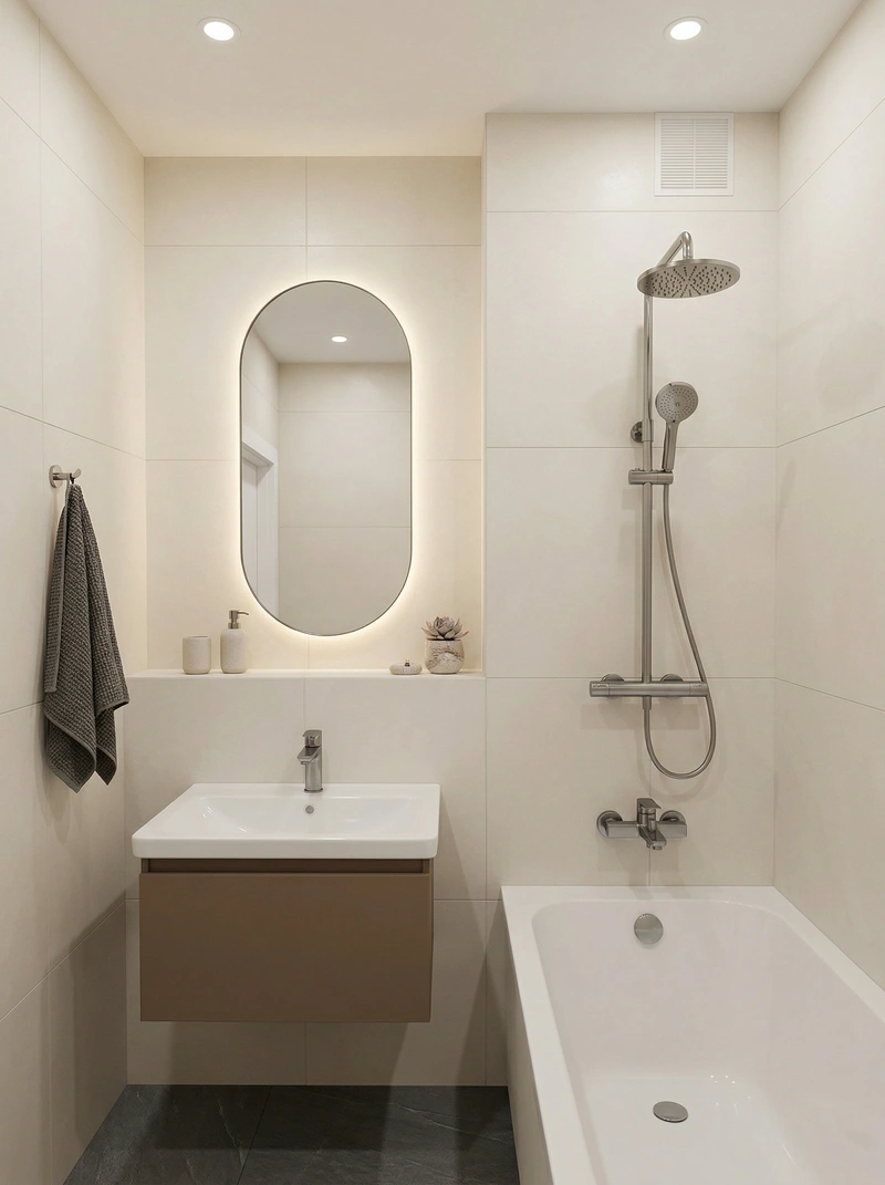 Дизайн ванной в стиле Минимализм — фото интерьера от нейросети RoomGPT