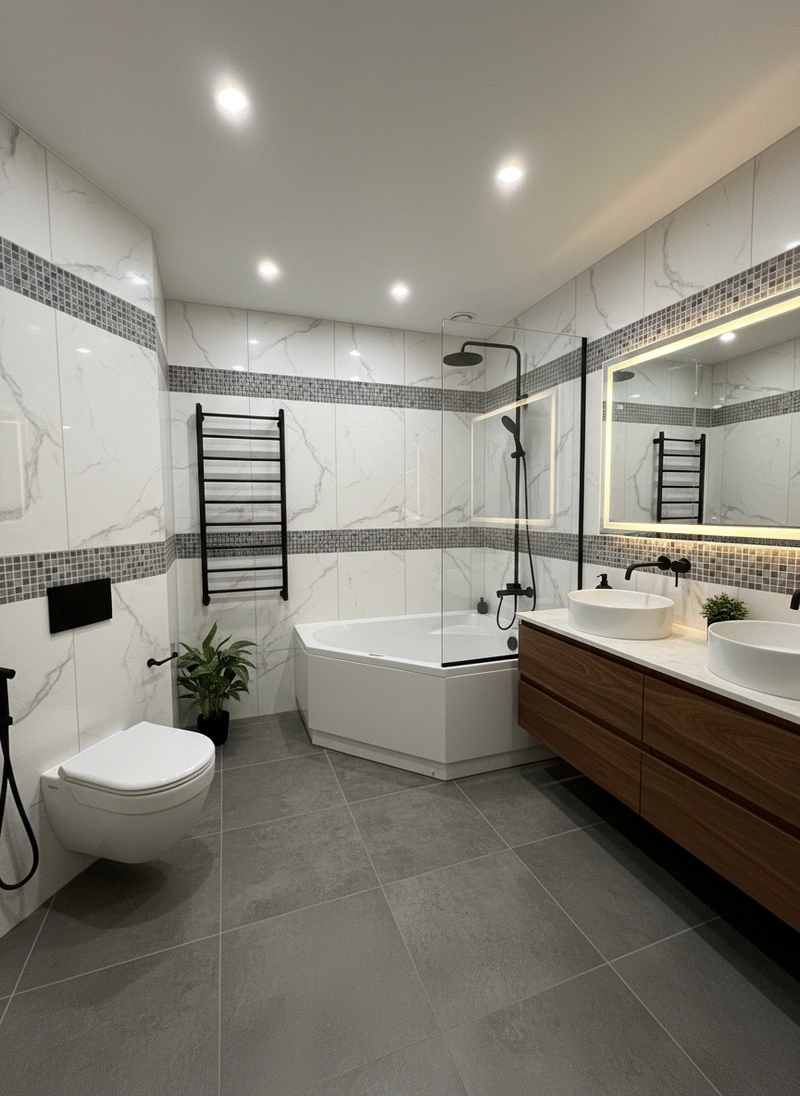 Дизайн интерьера в стиле Контемпорари — Ванная от нейросети RoomGPT