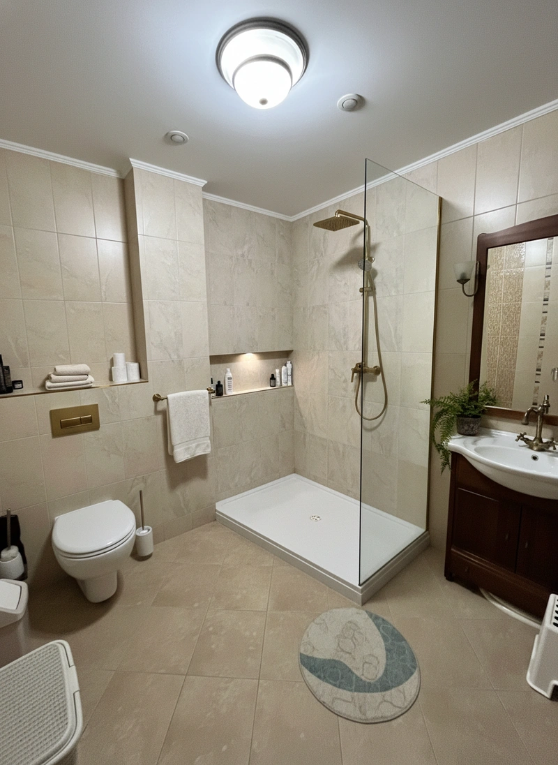 Дизайн ванной в стиле Британский — фото интерьера от нейросети RoomGPT