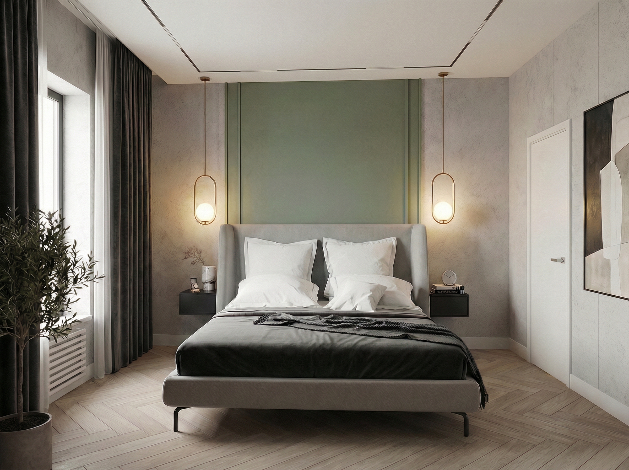 Дизайн спальни в стиле Контемпорари — фото интерьера от нейросети RoomGPT