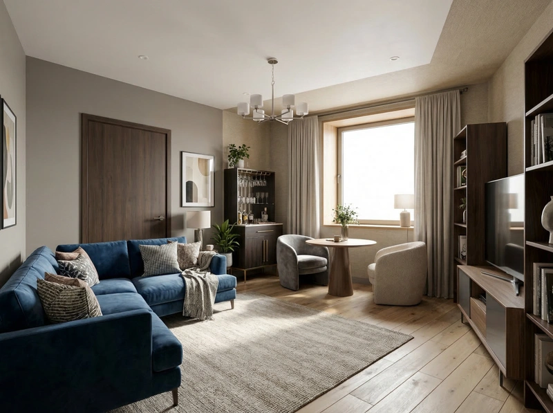 Дизайн гостиной в стиле Эклектика — фото интерьера от нейросети RoomGPT