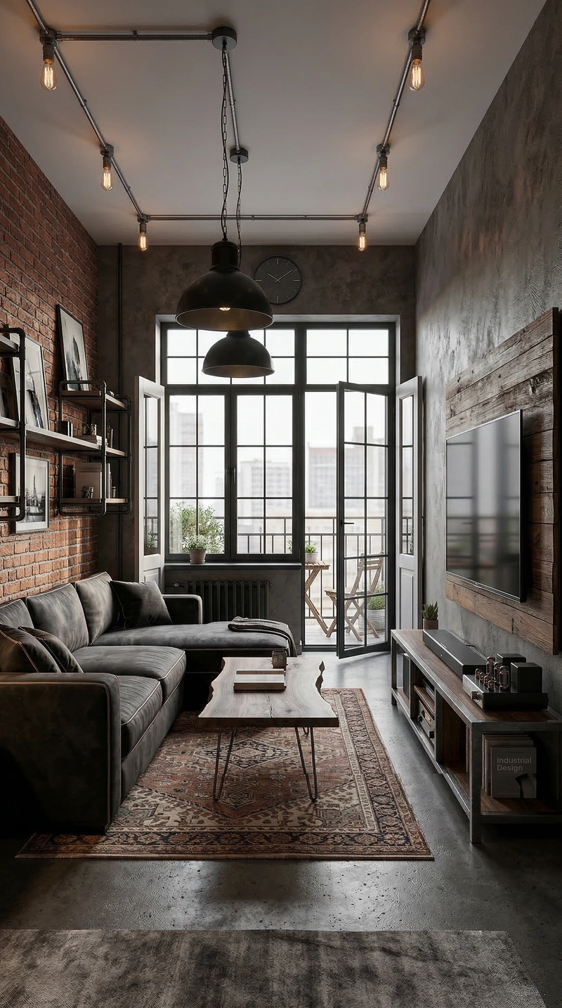 Дизайн интерьера в стиле Лофт — Гостиная от нейросети RoomGPT