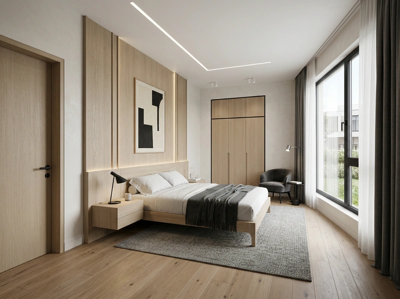 Дизайн спальни в стиле Минимализм — фото интерьера от нейросети RoomGPT