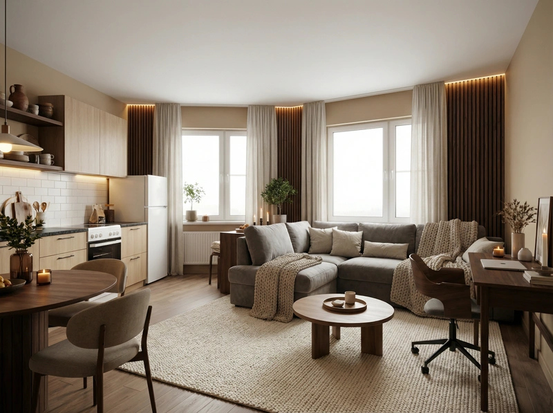 Дизайн интерьера в стиле Хюгге — Кухня от нейросети RoomGPT