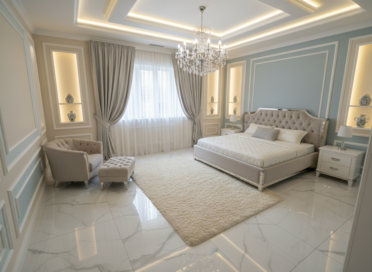 Дизайн спальни в стиле Классика — фото интерьера от нейросети RoomGPT