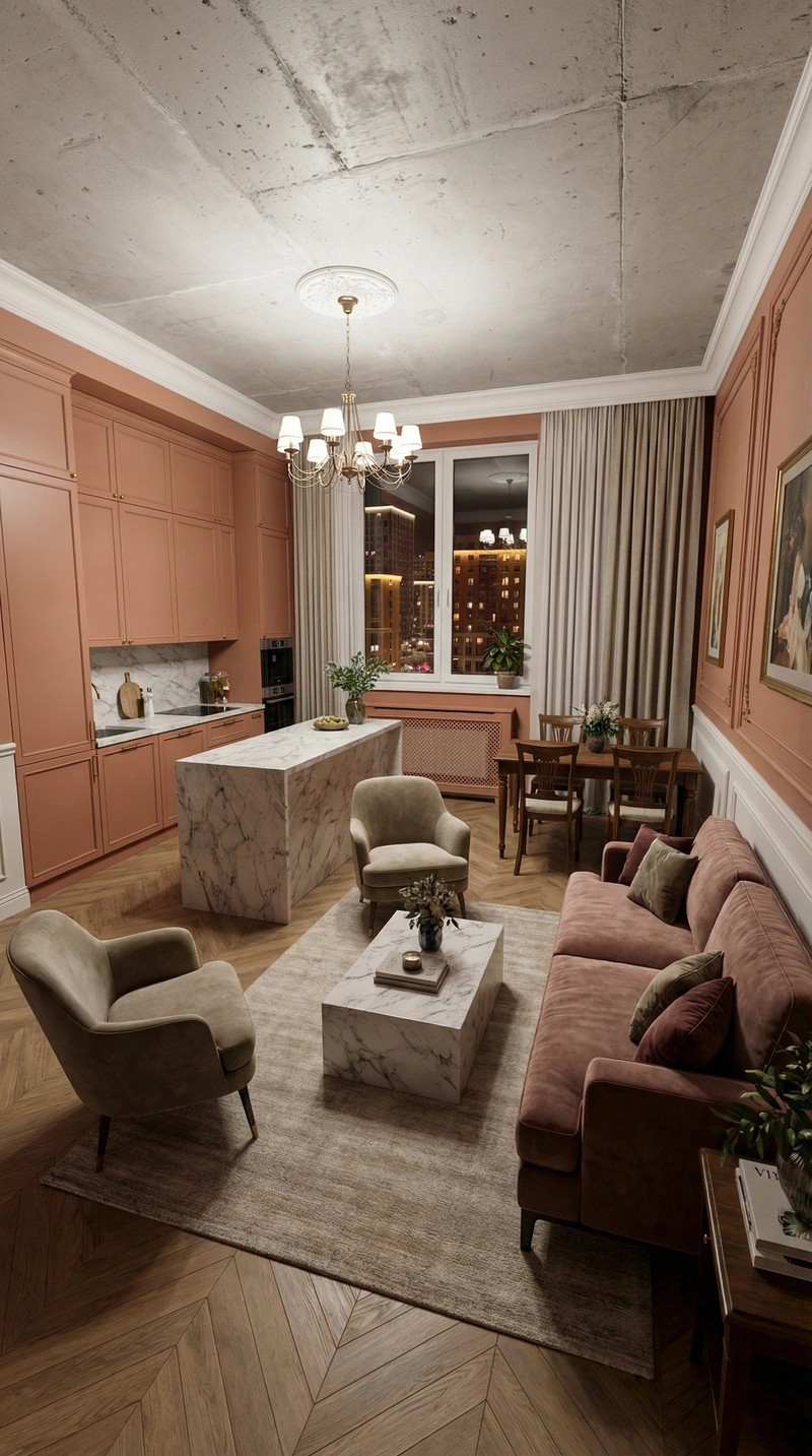 Дизайн интерьера в стиле Классика — Гостиная от нейросети RoomGPT