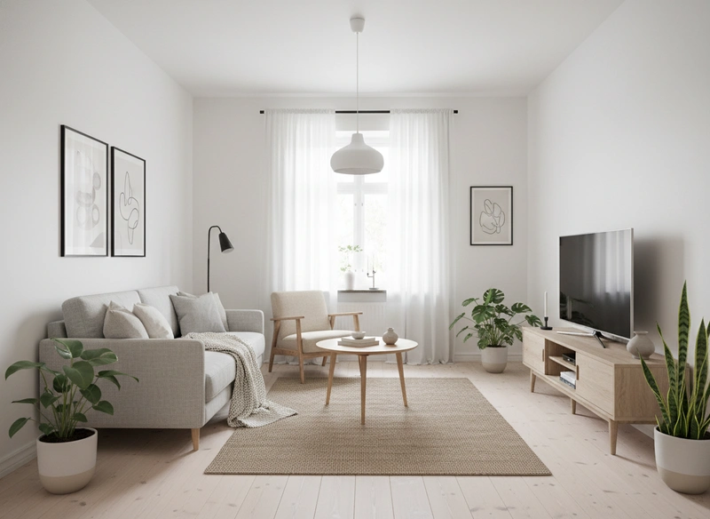 Дизайн интерьера в стиле Хюгге — Гостиная от нейросети RoomGPT