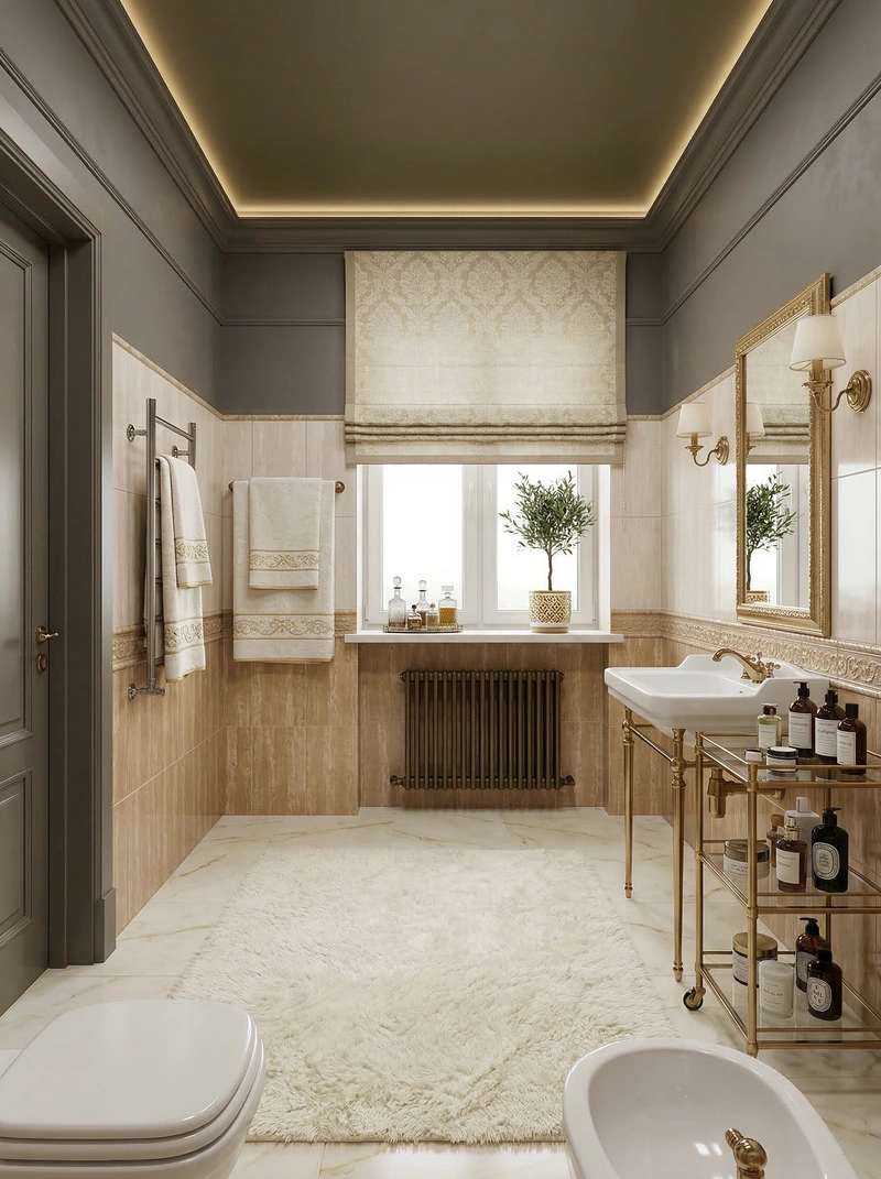 Дизайн ванной в стиле Классика — фото интерьера от нейросети RoomGPT