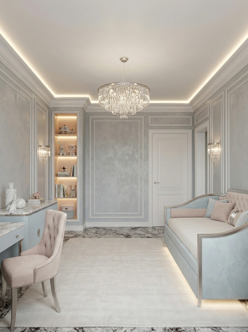 Дизайн интерьера в стиле Классика — Детская от нейросети RoomGPT
