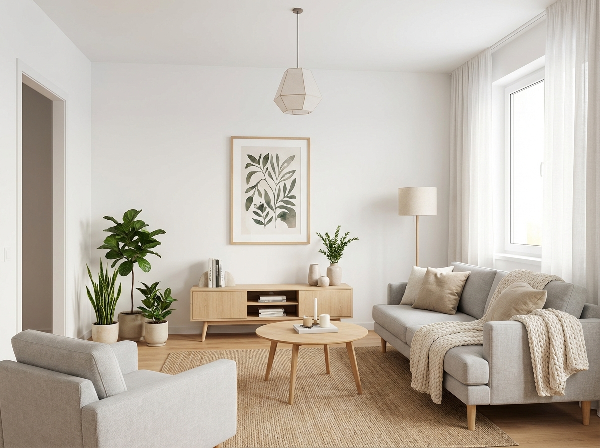 Дизайн гостиной в стиле Хюгге — фото интерьера от нейросети RoomGPT