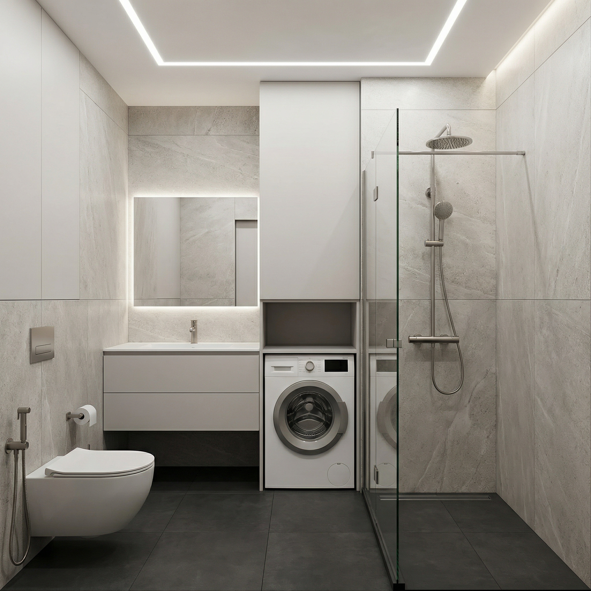 Дизайн ванной в стиле Минимализм — фото интерьера от нейросети RoomGPT